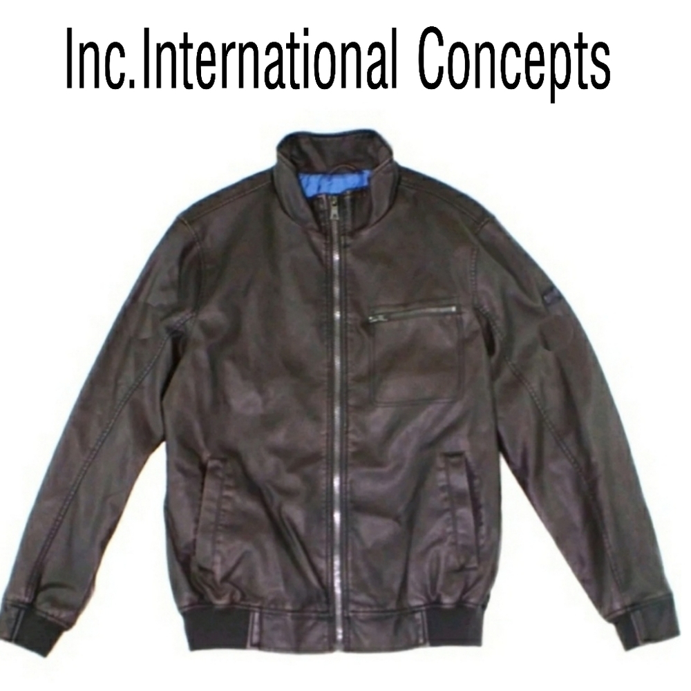 NWT Inc. Mens brown motorcycle style jacket big & tall Moto Leather Bomber - Picture 1 of 14